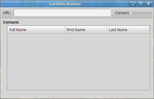 CardDAV Browser Empty Dialog