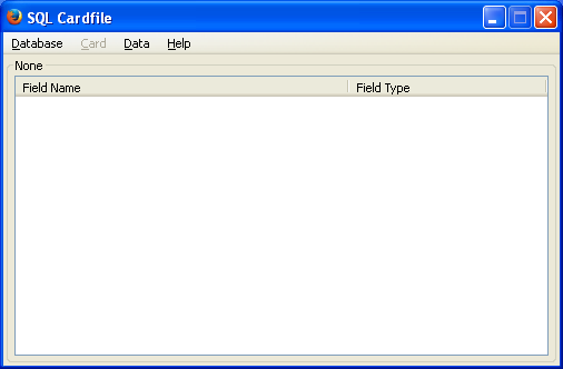 SQL Cardfile Initial Screen