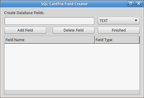 SQL Cardfile - Create