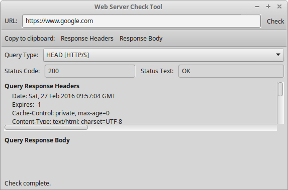 Web Server Check Tool HEAD query